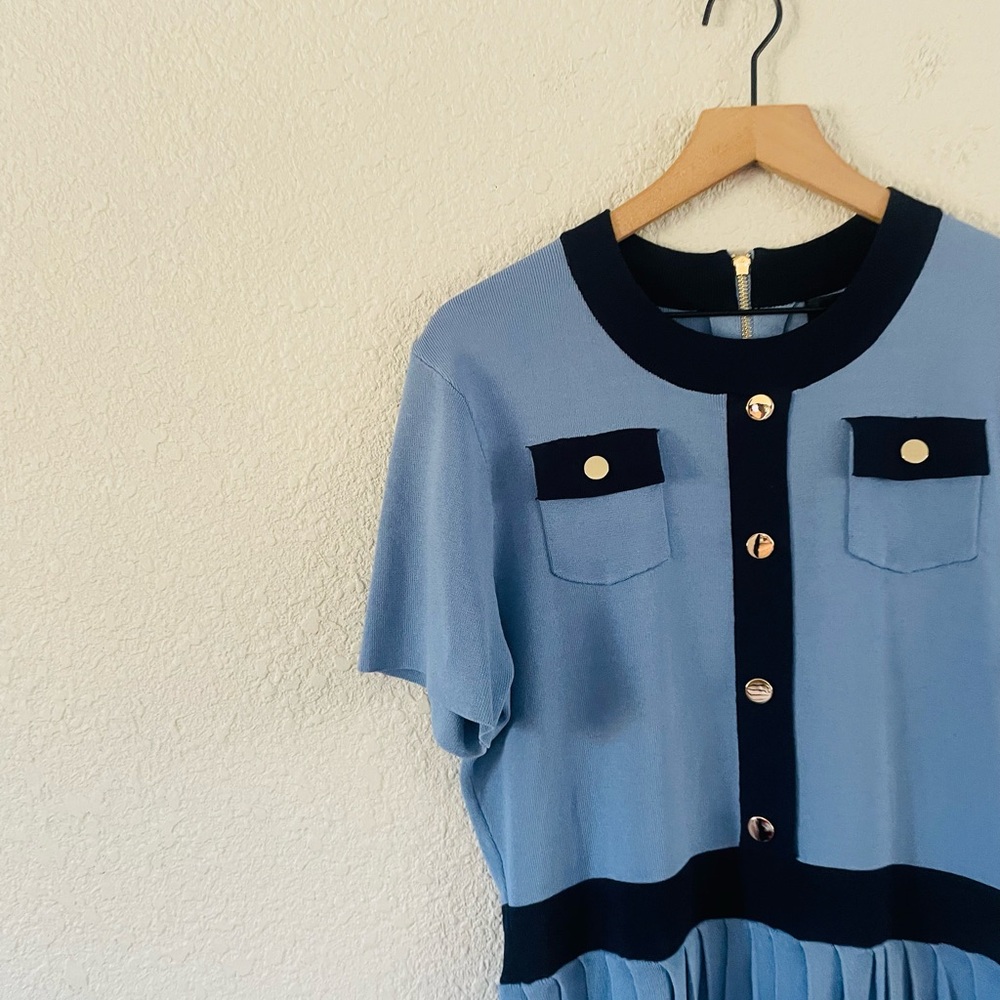 Alexia Admor Blue Knit Fit & Flare Dress - Picture 9 of 15